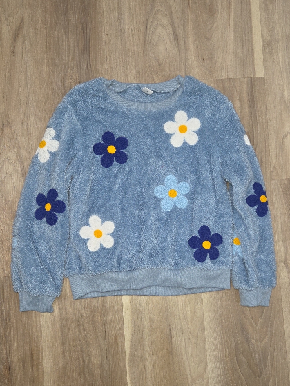 •Shein• Little Girls Blue Fluffy Sunflower Sweater